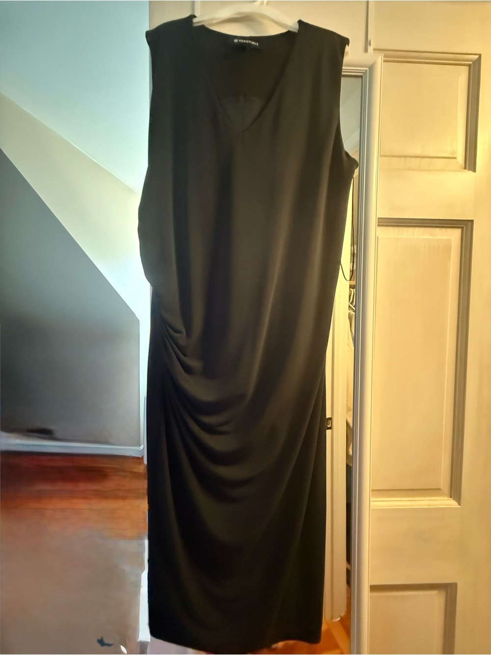 Honeylove Black Sleeveless Draped Midi Dress